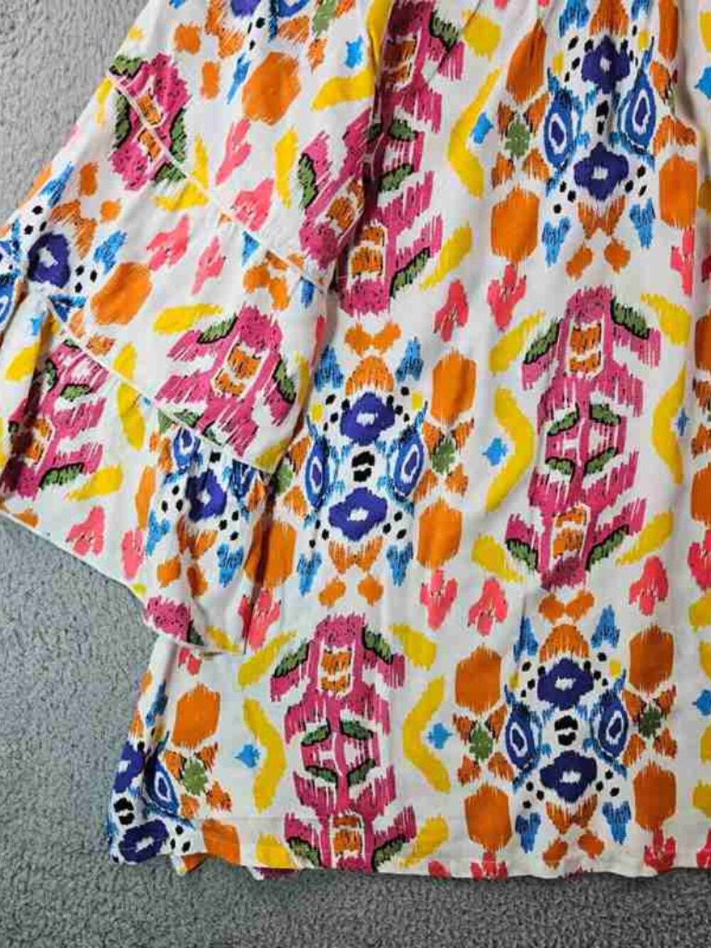 Colorful Boho Ruffle Sleeve Top - Picture 2 of 2